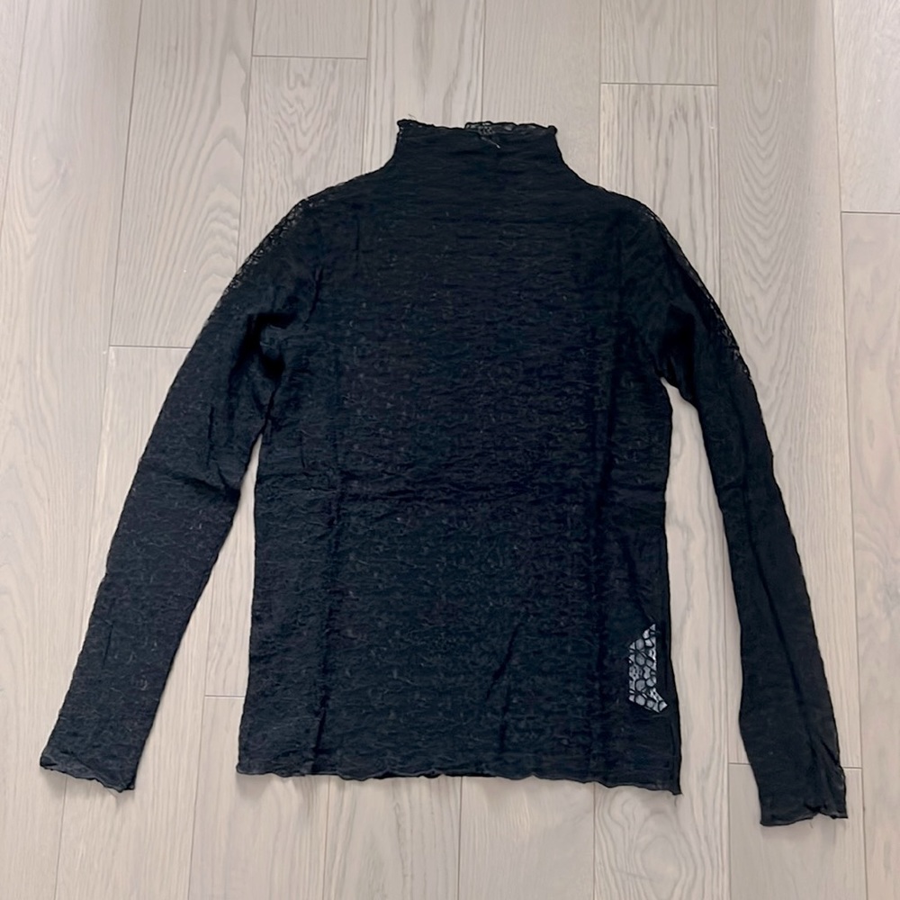 Lace mock neck T shirt